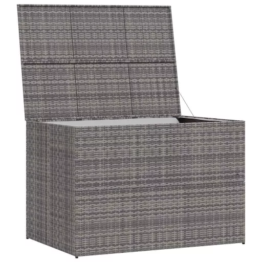 Szürke polyrattan kerti tárolóláda 150 x 100 x 100 cm
