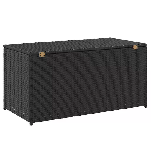 Fekete polyrattan kerti tárolóláda 100 x 50 x 50 cm