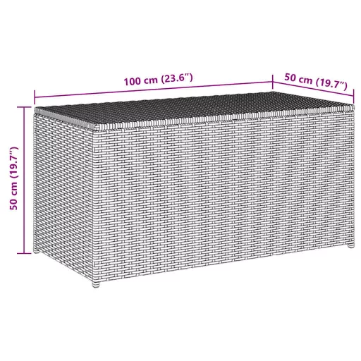 Fekete polyrattan kerti tárolóláda 100 x 50 x 50 cm