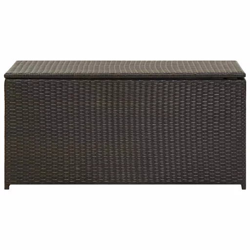 Barna polyrattan kerti tárolóláda 100 x 50 x 50 cm