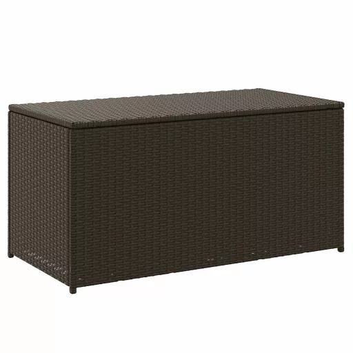 Barna polyrattan kerti tárolóláda 100 x 50 x 50 cm