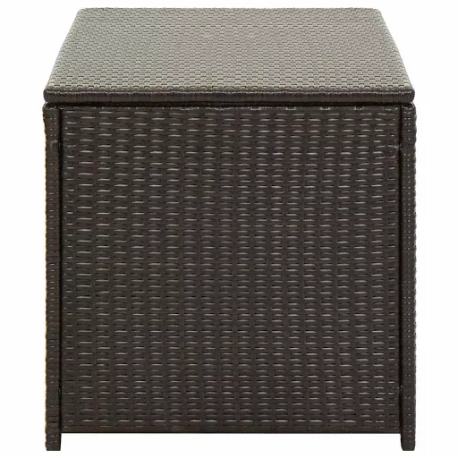 Barna polyrattan kerti tárolóláda 100 x 50 x 50 cm