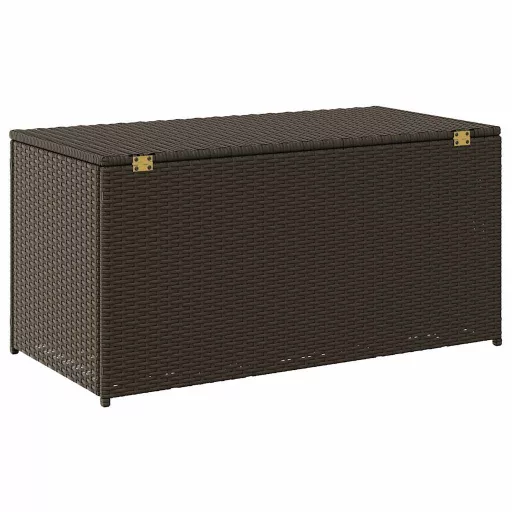 Barna polyrattan kerti tárolóláda 100 x 50 x 50 cm