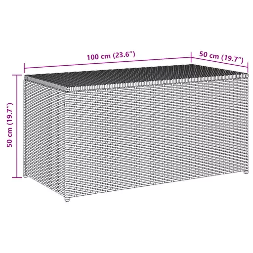 Barna polyrattan kerti tárolóláda 100 x 50 x 50 cm