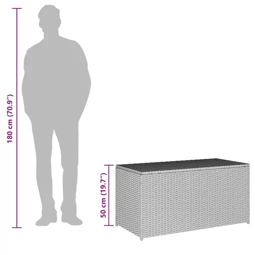 Barna polyrattan kerti tárolóláda 100 x 50 x 50 cm
