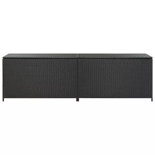 Fekete polyrattan kerti tárolóláda 200 x 50 x 60 cm
