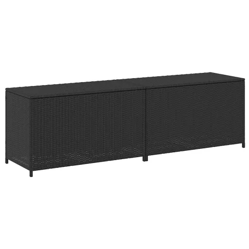 Fekete polyrattan kerti tárolóláda 200 x 50 x 60 cm