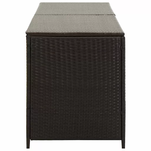 Barna polyrattan kerti tárolóláda 200 x 50 x 60 cm