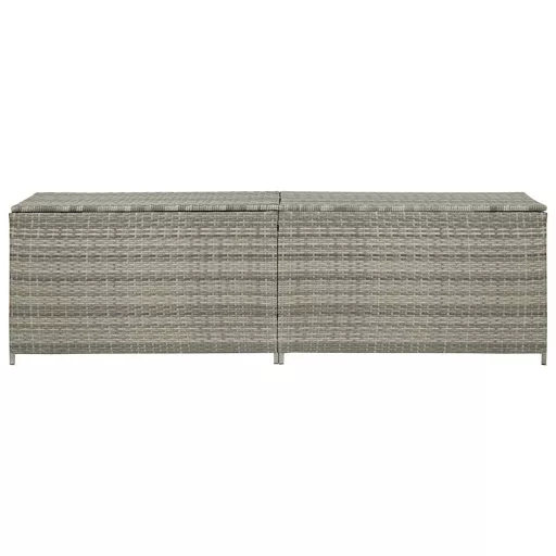 Szürke polyrattan kerti tárolóláda 200 x 50 x 60 cm