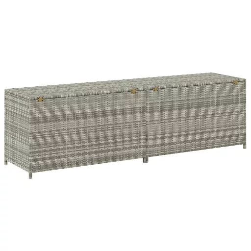 Szürke polyrattan kerti tárolóláda 200 x 50 x 60 cm
