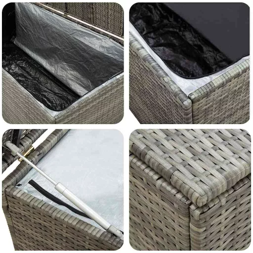 Szürke polyrattan kerti tárolóláda 200 x 50 x 60 cm