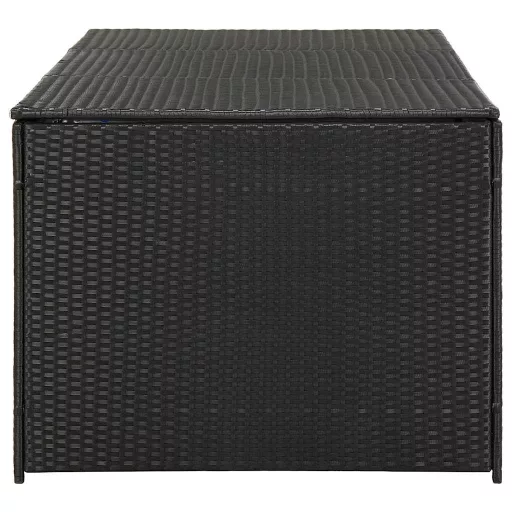 Fekete polyrattan kerti tárolóláda 180 x 90 x 70 cm
