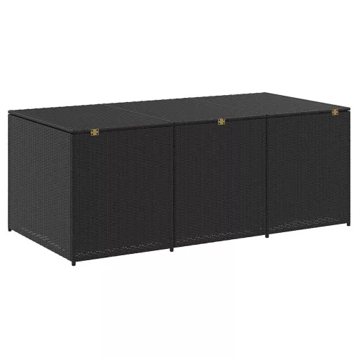 Fekete polyrattan kerti tárolóláda 180 x 90 x 70 cm