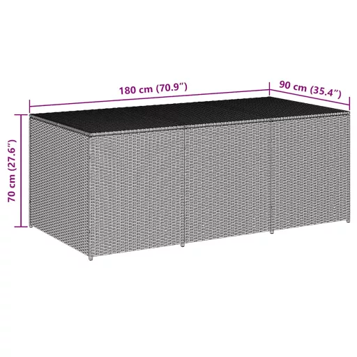 Fekete polyrattan kerti tárolóláda 180 x 90 x 70 cm