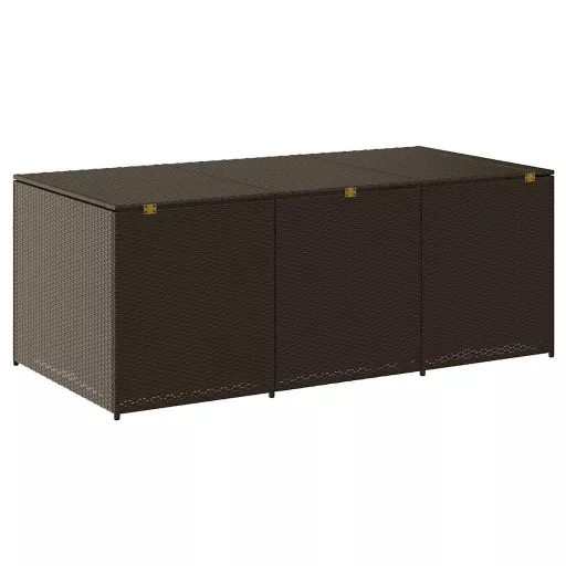 Barna polyrattan kerti tárolóláda 180 x 90 x 70 cm