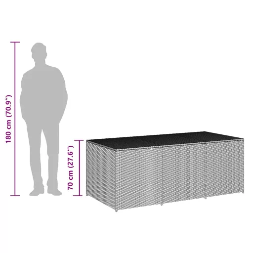 Barna polyrattan kerti tárolóláda 180 x 90 x 70 cm