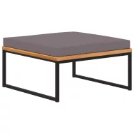   Sötétszürke tömör akácfa lábtartó párnával 66 x 66 x 36 cm