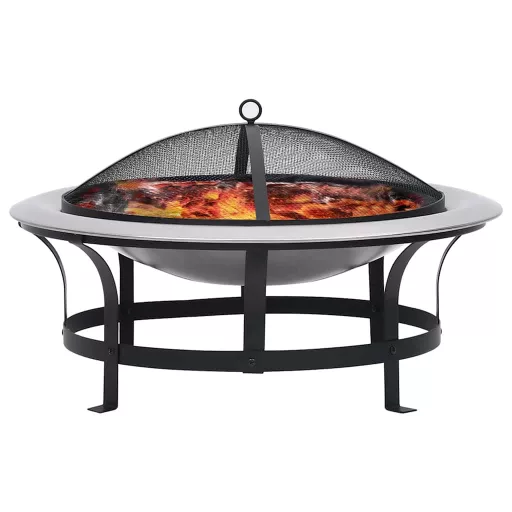 Rozsdamentes acél kültéri tűztál grillráccsal 76 cm
