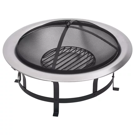 Rozsdamentes acél kültéri tűztál grillráccsal 76 cm