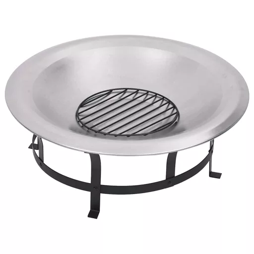 Rozsdamentes acél kültéri tűztál grillráccsal 76 cm