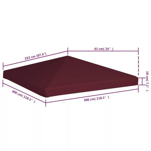 Bordó pavilon tetőponyva 310 g/m² 3 x 3 m
