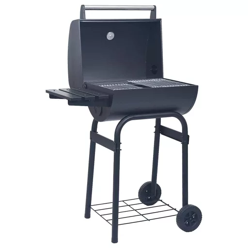 Fekete faszén tüzelésű grillsütő alsó polccal
