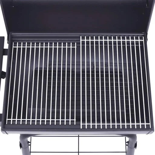 Fekete faszén tüzelésű grillsütő alsó polccal