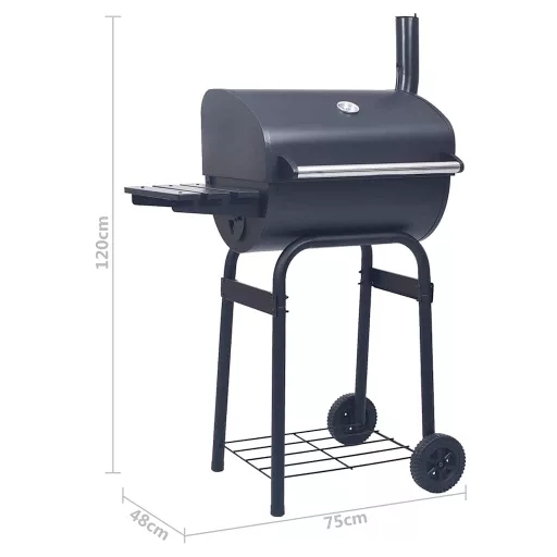 Fekete faszén tüzelésű grillsütő alsó polccal