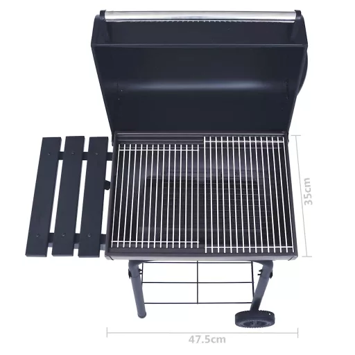 Fekete faszén tüzelésű grillsütő alsó polccal