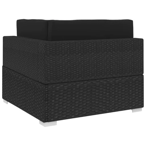 1 db fekete polyrattan moduláris sarokfotel párnákkal