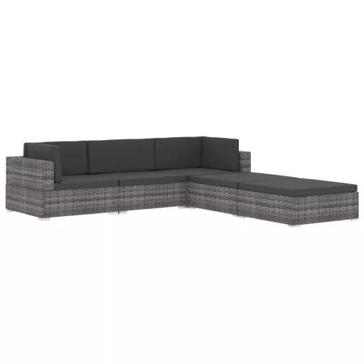 1 db fekete polyrattan moduláris sarokfotel párnákkal