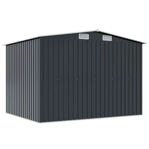 Antracitszürke acél kerti fészer 257 x 205 x 178 cm