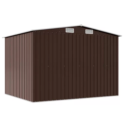 Barna acél kerti fészer 257 x 205 x 178 cm
