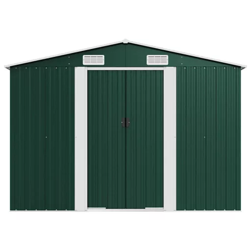 Zöld horganyzott acél kerti fészer 257 x 779 x 181 cm