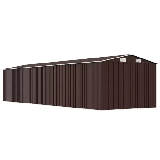 Barna horganyzott acél kerti fészer 257 x 779 x 181 cm