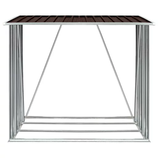 Barna horganyzott acél kerti tűzifatároló 163 x 83 x 154 cm