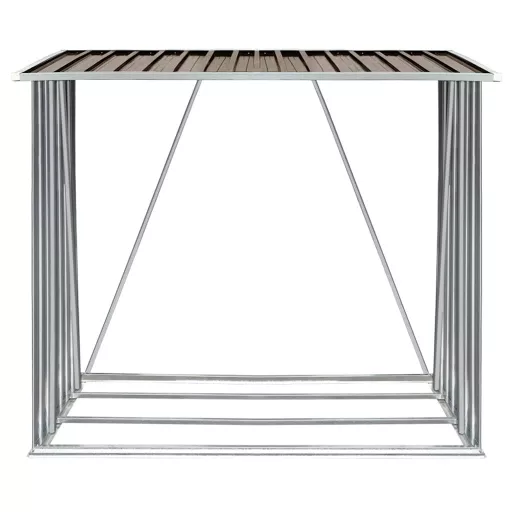 Barna horganyzott acél kerti tűzifatároló 163 x 83 x 154 cm