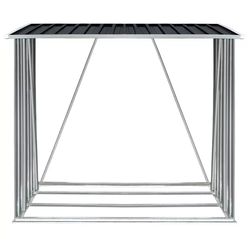 Antracit horganyzott acél kerti tűzifatároló 163 x 83 x 154 cm
