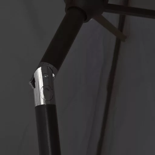 Fekete kültéri napernyő LED-fényekkel és acélrúddal, 300 cm