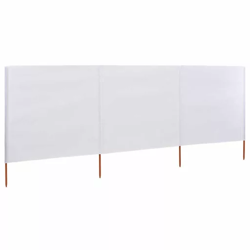 3 paneles homokfehér szövet szélfogó 400 x 80 cm