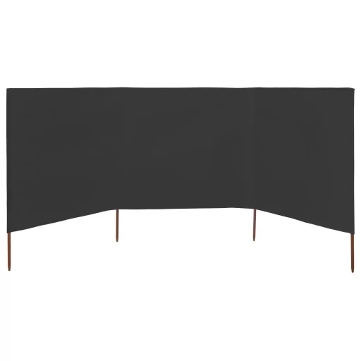 Antracitszürke szövet 3-paneles szélfogó 400 x 160 cm