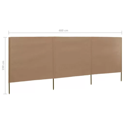Tópszínű szövet 3-paneles szélfogó 400 x 160 cm