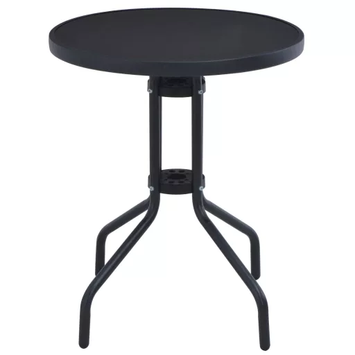 Fekete acél és üveg kerti asztal 60 cm
