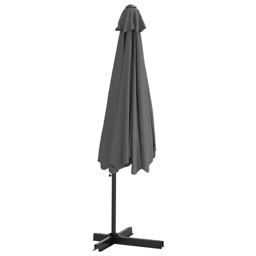 Antracitszürke kültéri napernyő acélrúddal, 300 cm átmérőjű