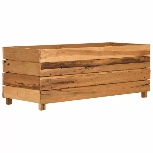 Újrahasznosított tíkfa és acél magaságyás 100 x 40 x 38 cm