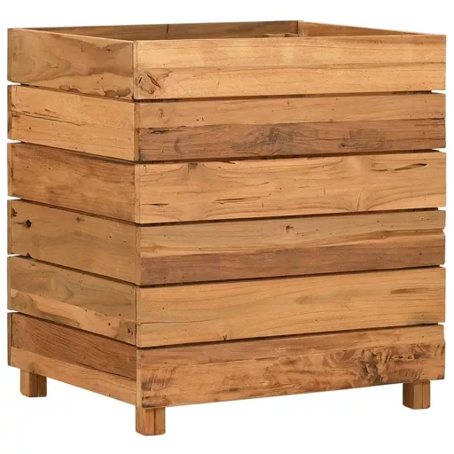 Újrahasznosított tíkfa és acél magaságyás 50 x 40 x 55 cm