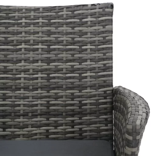 Kétszemélyes antracitszürke polyrattan kanapé teázóasztallal