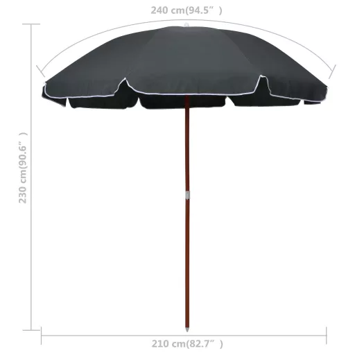 Antracitszürke napernyő acélrúddal 240 cm