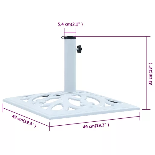 Fehér öntöttvas napernyőtalp 12 kg 49 cm