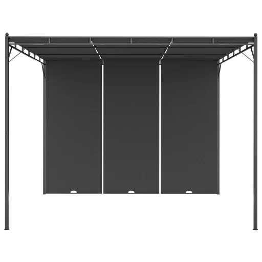 Antracitszürke kerti pavilon oldalfüggönnyel 3 x 3 x 2,25 m